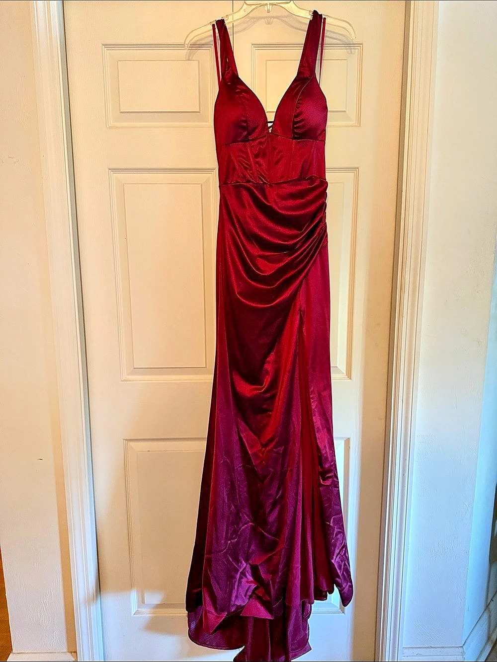 Honey and Rosie Satin-Look Ruched Maxi Dress Size Medium
